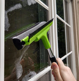 Window Squeegee Cleaning Tool | Squeegee Cleaner for Windows, Glass, Car Windshield | 2-in-1 Squeegee and Scrubber Sponge Washing Kit | Multi-Surface