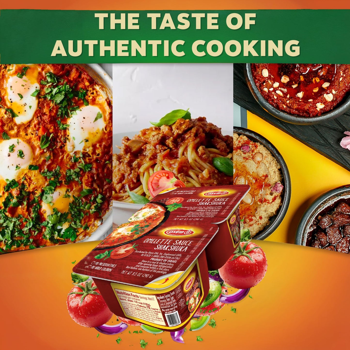 Osem Shakshuka Tomato Sauce - Middle Eastern Omelette & Shakshuka Cooking Sauce, Made with Tomatoes, Garlic & Spices, No Preservatives or Artificial