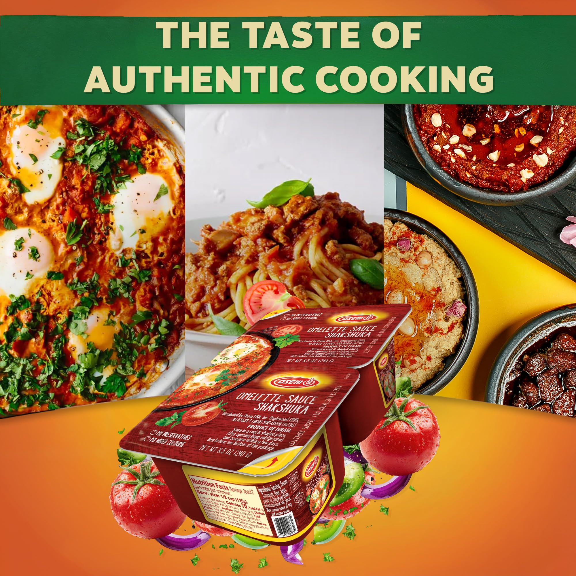 Osem Shakshuka Tomato Sauce - Middle Eastern Omelette & Shakshuka Cooking Sauce, Made with Tomatoes, Garlic & Spices, No Preservatives or Artificial