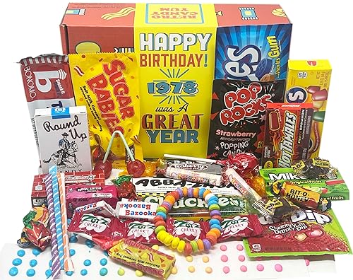 RETRO CANDY YUM ~ 1978 48th Birthday Gift Box Nostalgic Candy Assortment from Childhood for 48 Year Old Man or Woman Born 1978 Jr