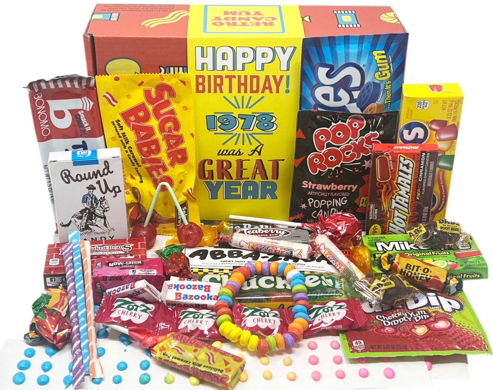 RETRO CANDY YUM ~ 1978 48th Birthday Gift Box Nostalgic Candy Assortment from Childhood for 48 Year Old Man or Woman Born 1978 Jr