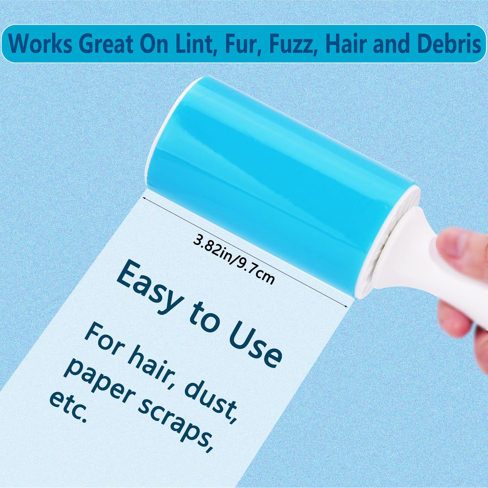 Washable Sticky Gel Lint Roller 4 Pack, Reusable Lint Roller for Pet Hair, Remover Cleaner for Clothes, Carseats, Travel, Sofa, 2 Large with Dust