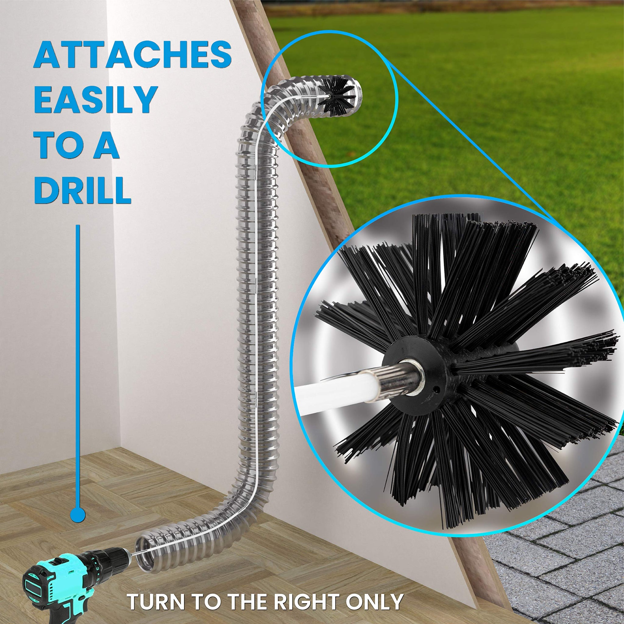 30-Feet Dryer Vent Cleaner Kit - Innovative Lint Remover Reusable Strong Nylon| Flexible Lint Brush with Drill Attachment for Faster Cleaning 30 Feet