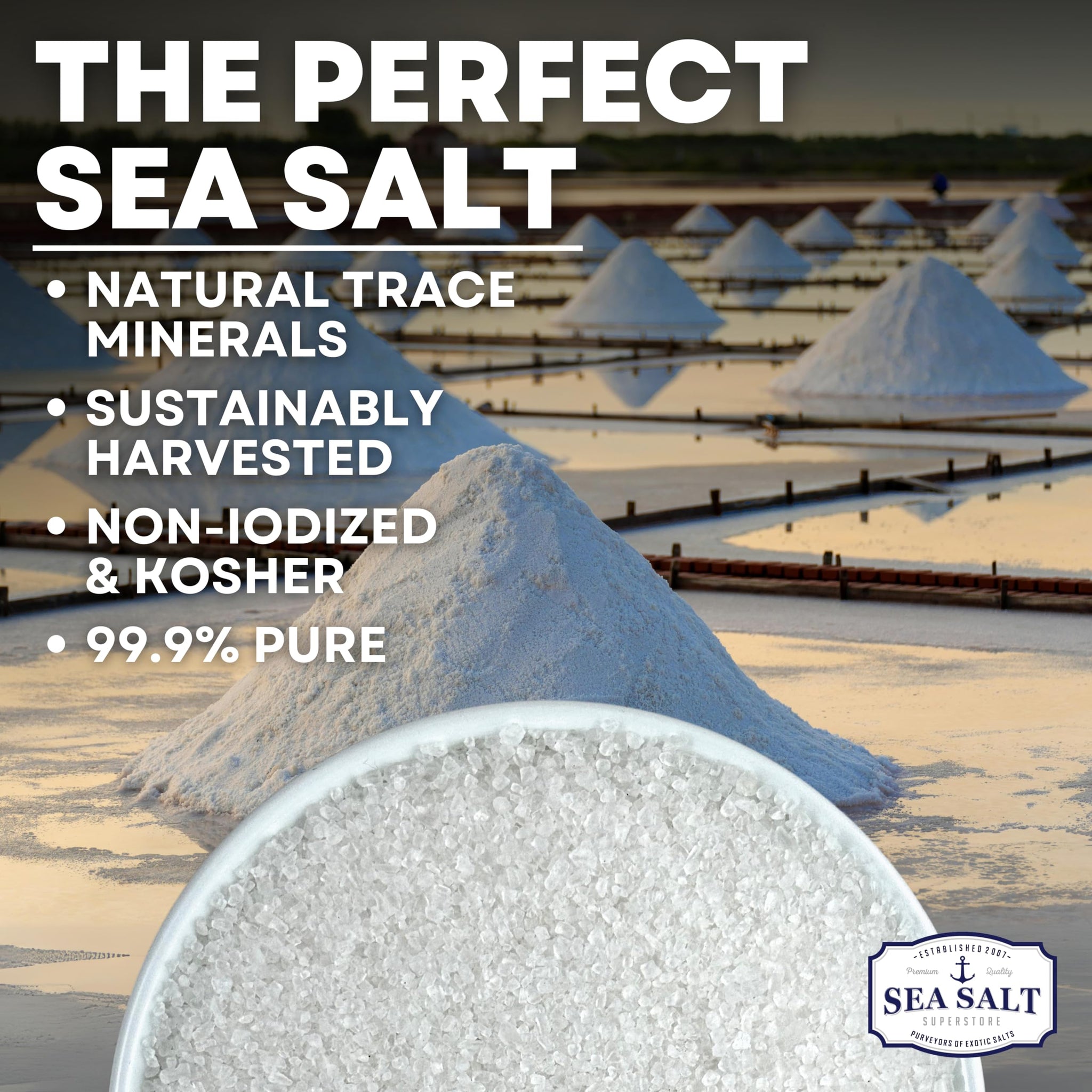 Natural Sea Salt Coarse Grain, Gluten-Free Bulk Sea Salt for Commercial Use with No Artificial Additives, 40 Pounds