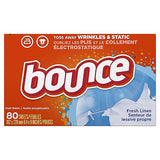 Bounce Fabric Softener Dryer Sheets Fresh Linen, 80 Count