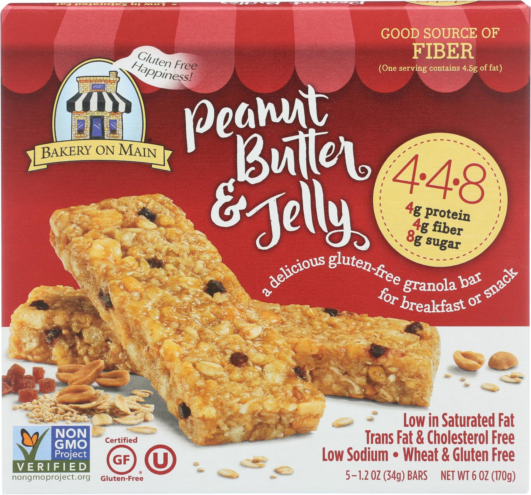 Bakery On Main, Bar Granola Peanut Butter Jelly, 1.2 Ounce, 5 Count