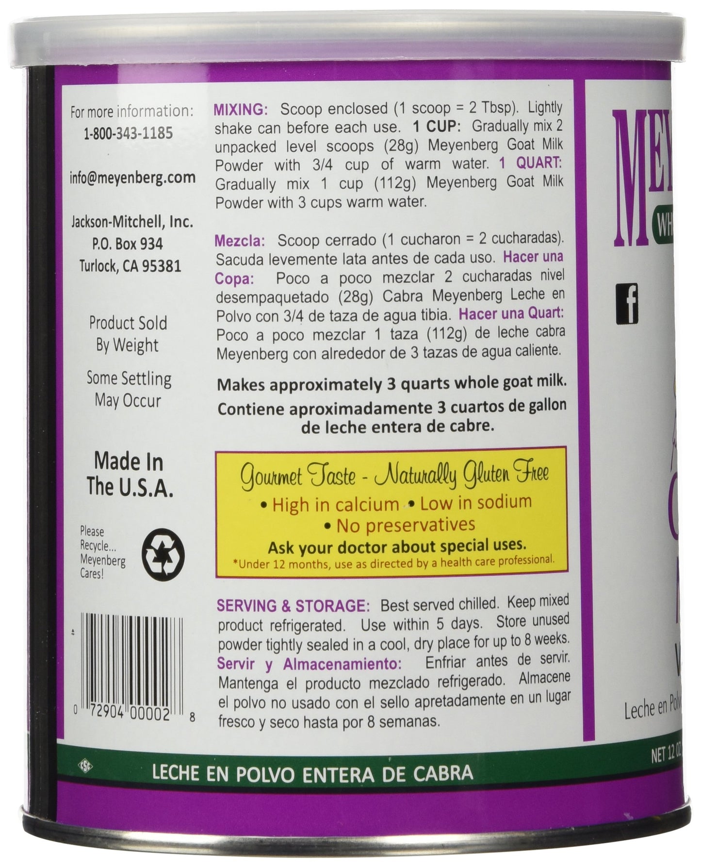 Meyenberg - Meyenberg Goat Milk (Powdered), 12 oz powder (Pack of 2)