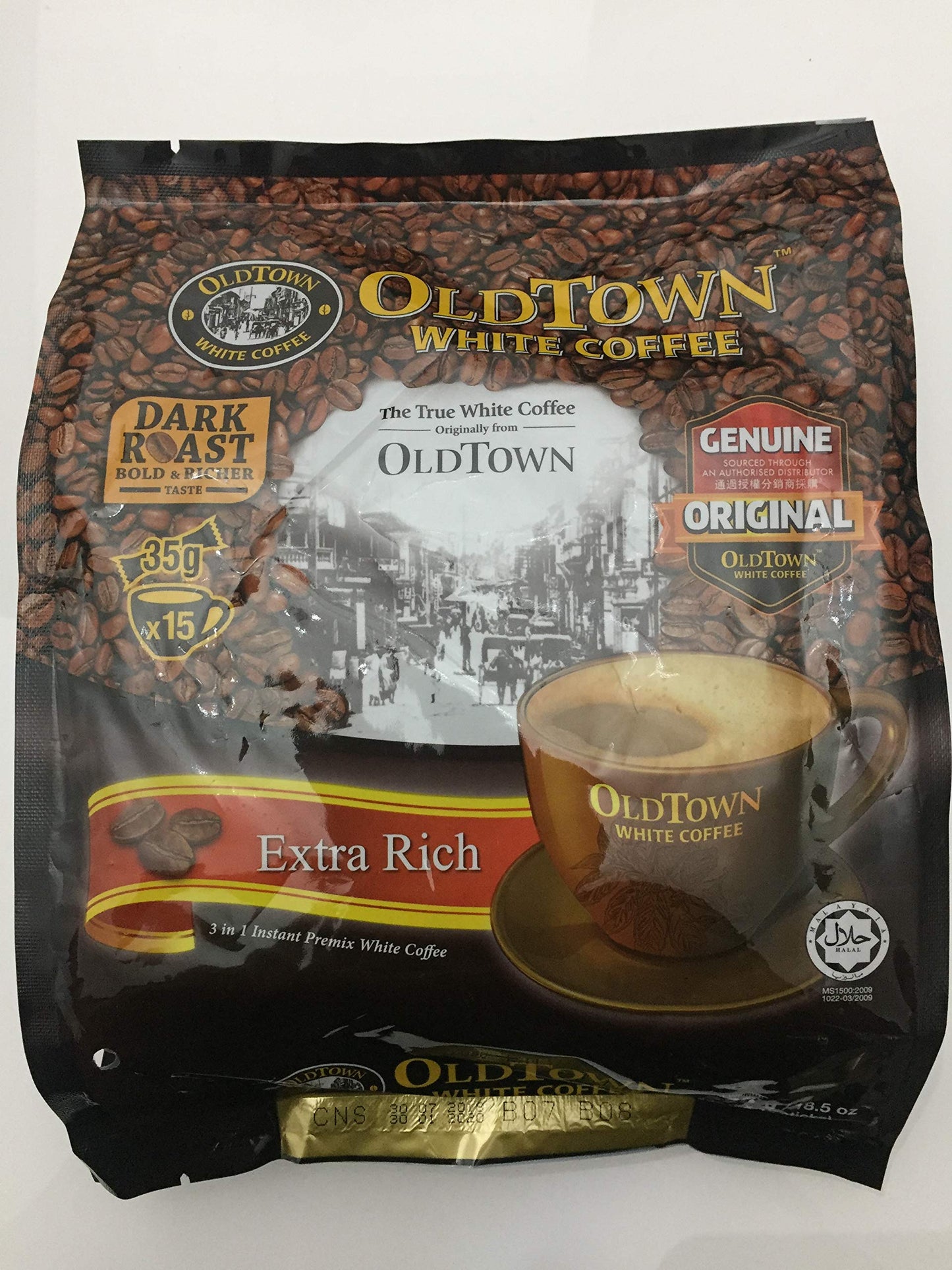1 Packs- OLD TOWN -- 3 in 1 -(Dark Roast---Extra Rich)- White Coffee, 525g