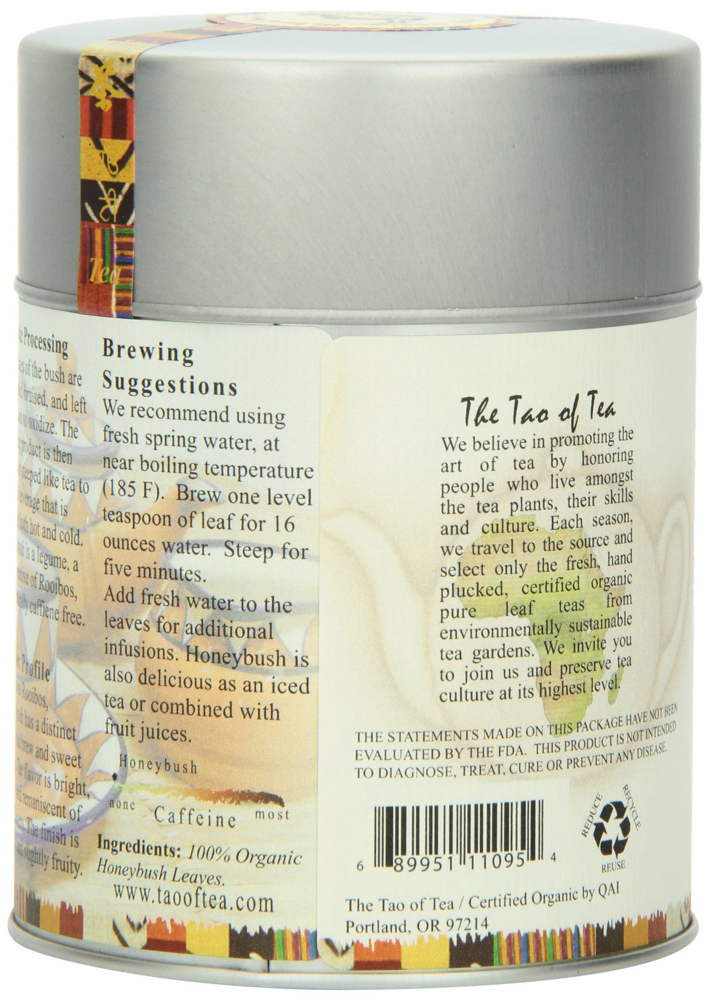 The Tao Of Tea African Red Tea Honeybush, 100% Organic, 4-Ounce Tins (Pack of 3)