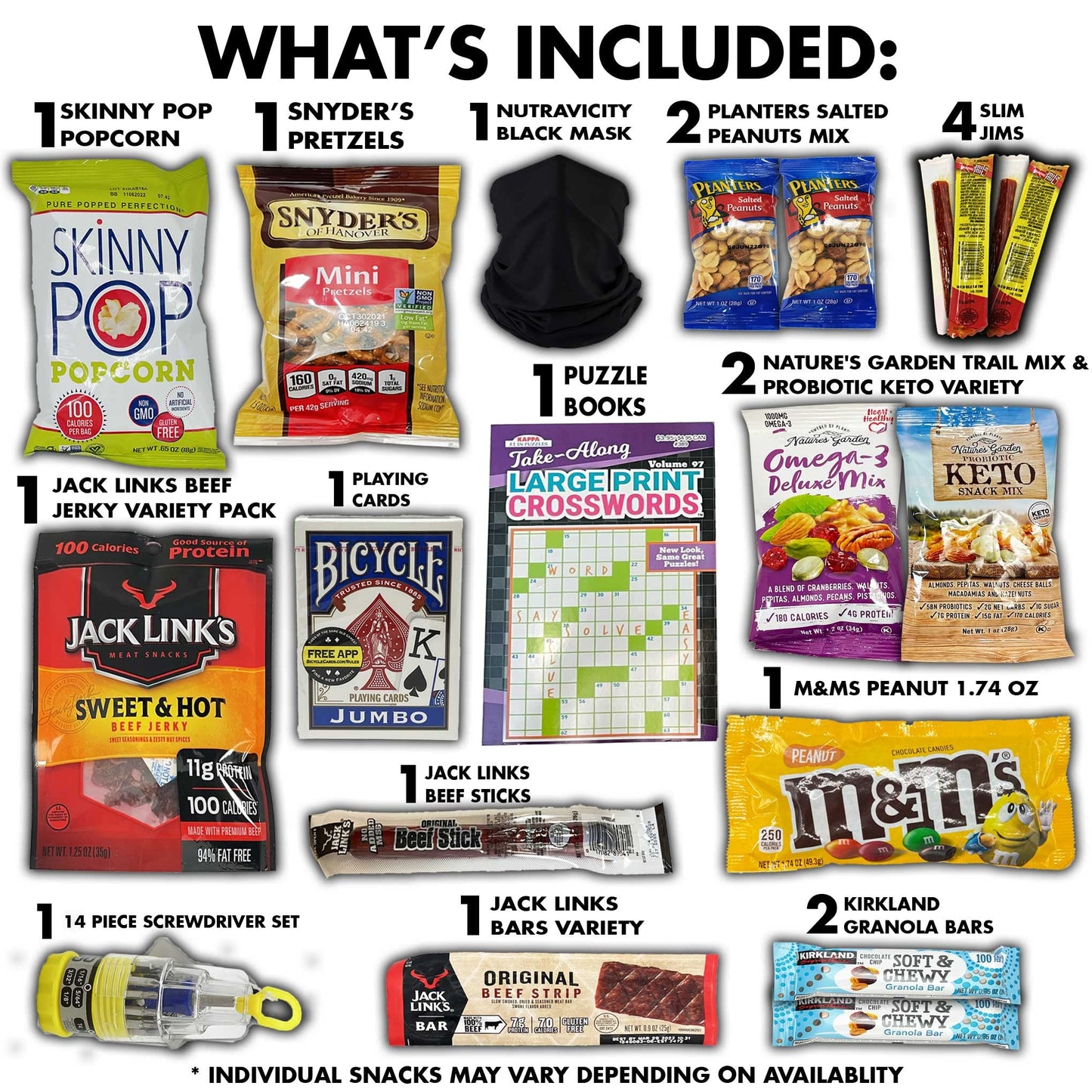 Man Cave Gift Box, Variety Pack (20 Count) Snack Care Package, Gift for Him, College Student, Birthday, Father's Day, Dad