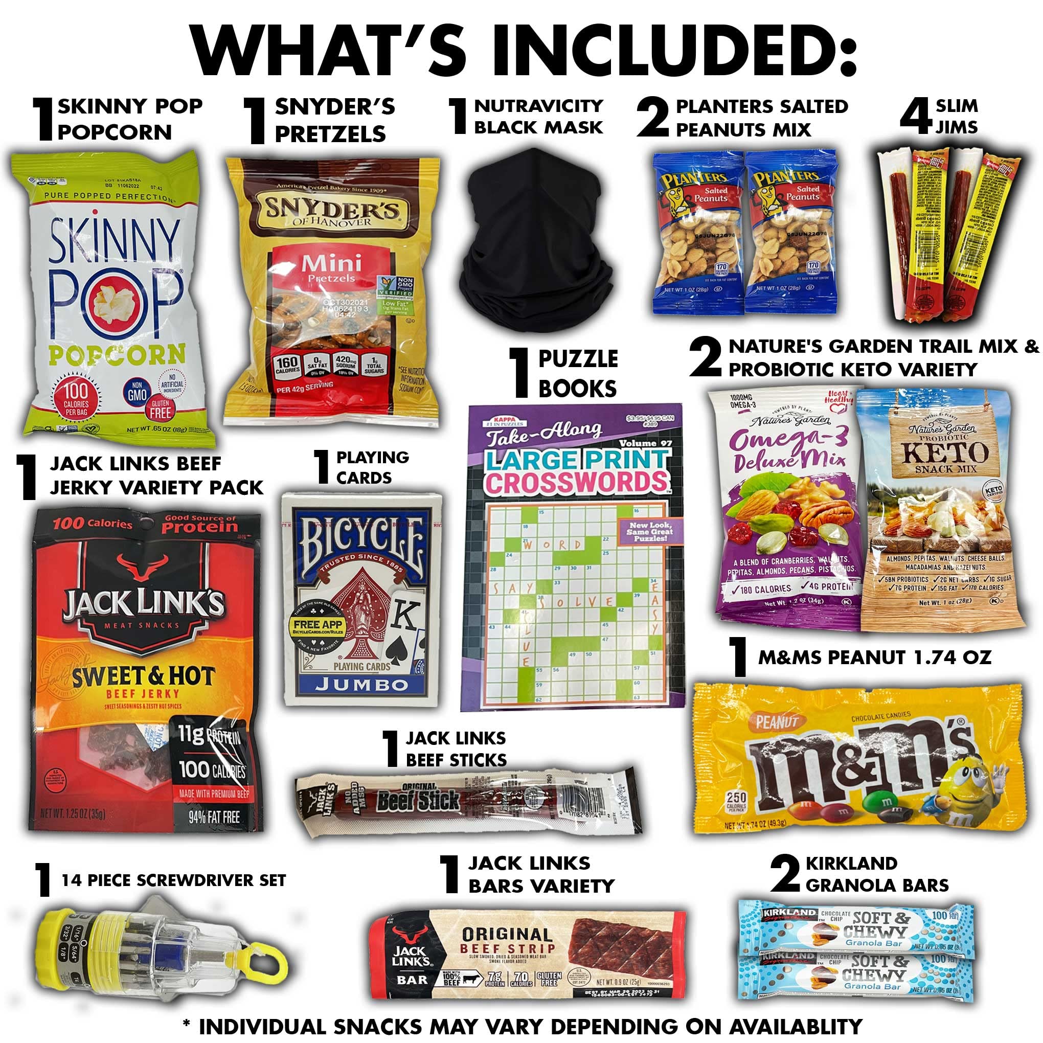 Man Cave Gift Box, Variety Pack (20 Count) Snack Care Package, Gift for Him, College Student, Birthday, Father's Day, Dad