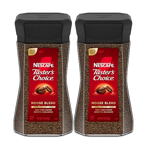 NESCAFÉ Taster's Choice Instant Coffee, Light Medium Roast Coffee, House Blend, 2 Jars (7 Oz Each)