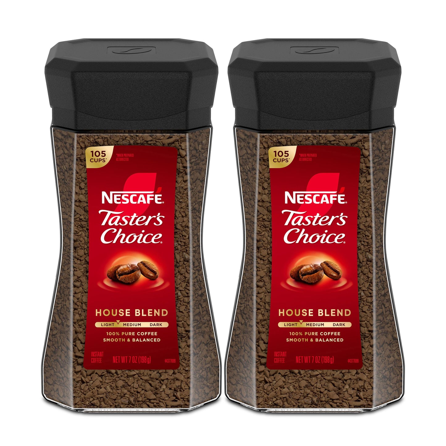NESCAFÉ Taster's Choice Instant Coffee, Light Medium Roast Coffee, House Blend, 2 Jars (7 Oz Each)