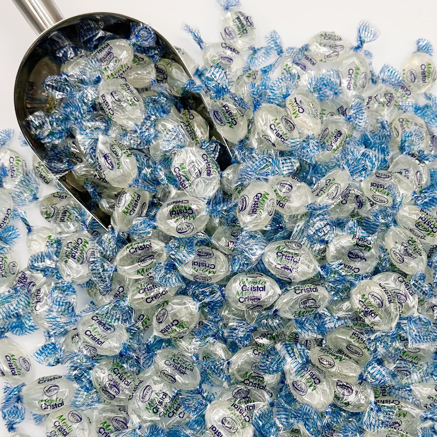 Crystal Candy Hard Mints - 2 Pounds (Approx. 200 Pieces) Arcor Blue Crystal Mint Candy Individually Wrapped, Breath Mints Bulk, After Dinner Mint