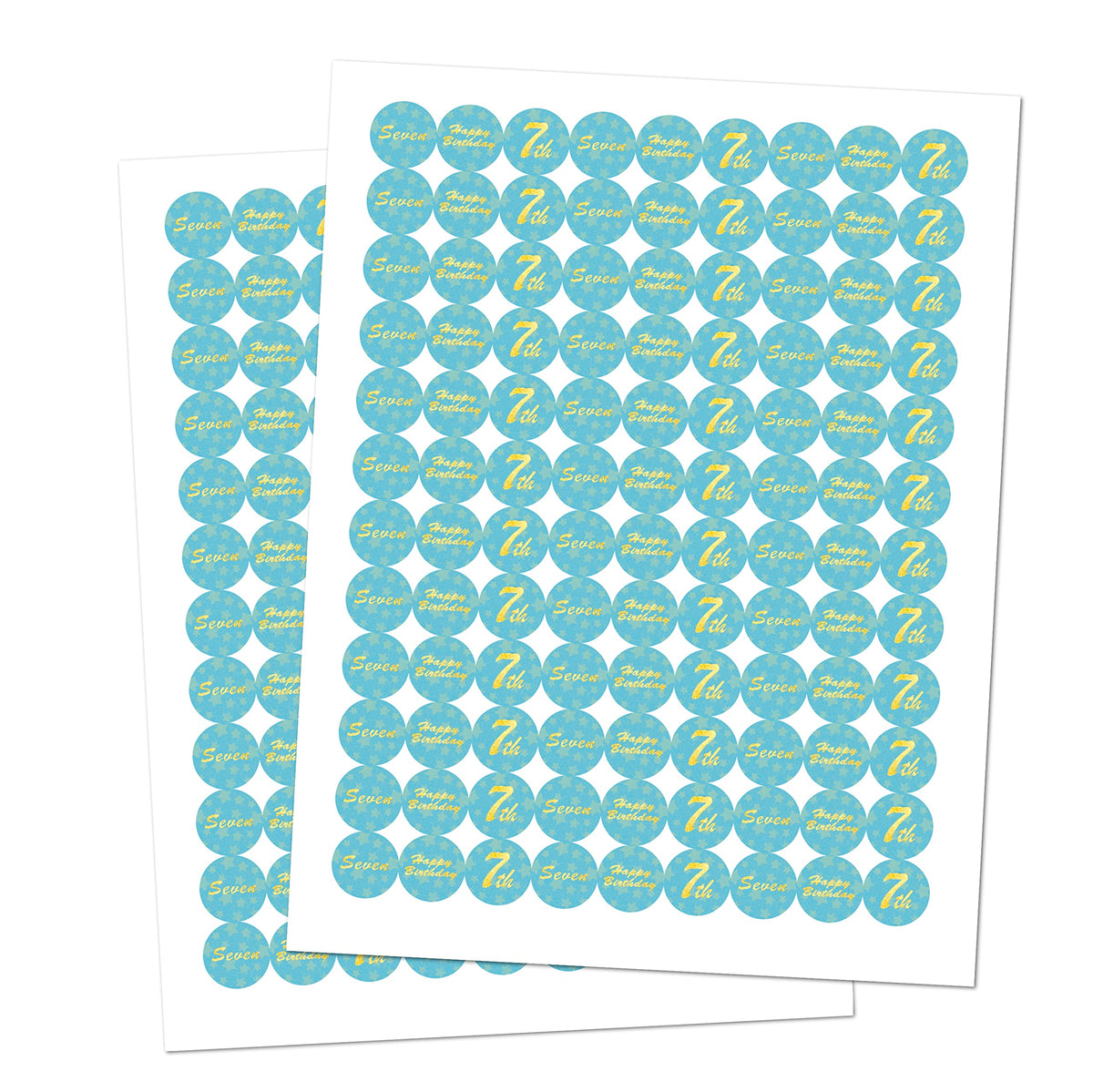7th Birthday Kisses Stickers, Seven Blue Kiss Labels for Boy Happy Birthday Party, Chocolate Drop Tabletop Decorations, Candy Not Included. Made in
