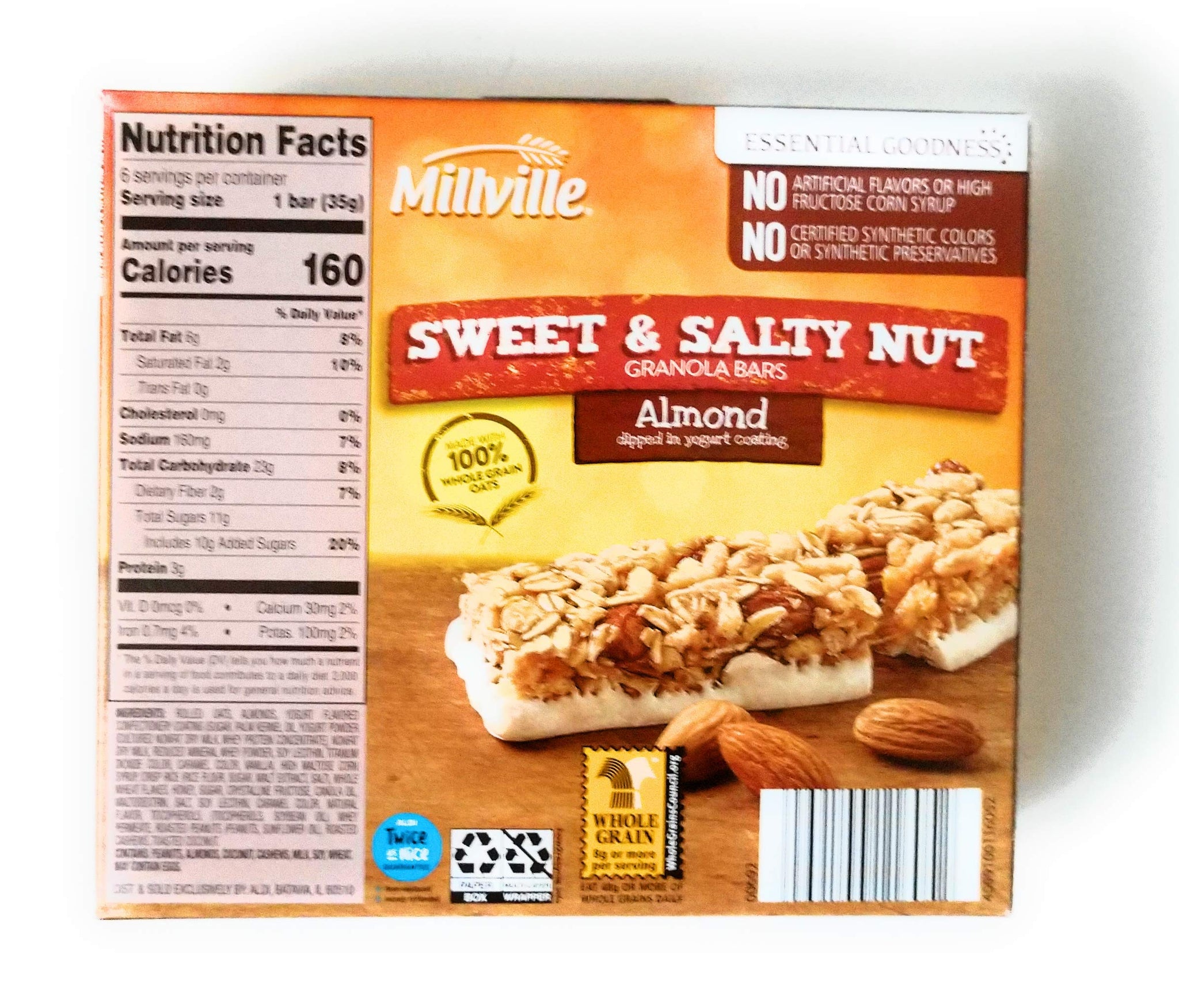 Millville Sweet & Salty Nut Granola Bars - Almond Flavor - 6 bars - 2 pack
