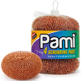 PAMI Heavy Duty Non Scratch Copper Scrubbers for Pots and Pans, Copper Wool Scrubber, Reusable Scouring Pads, Pack of 4