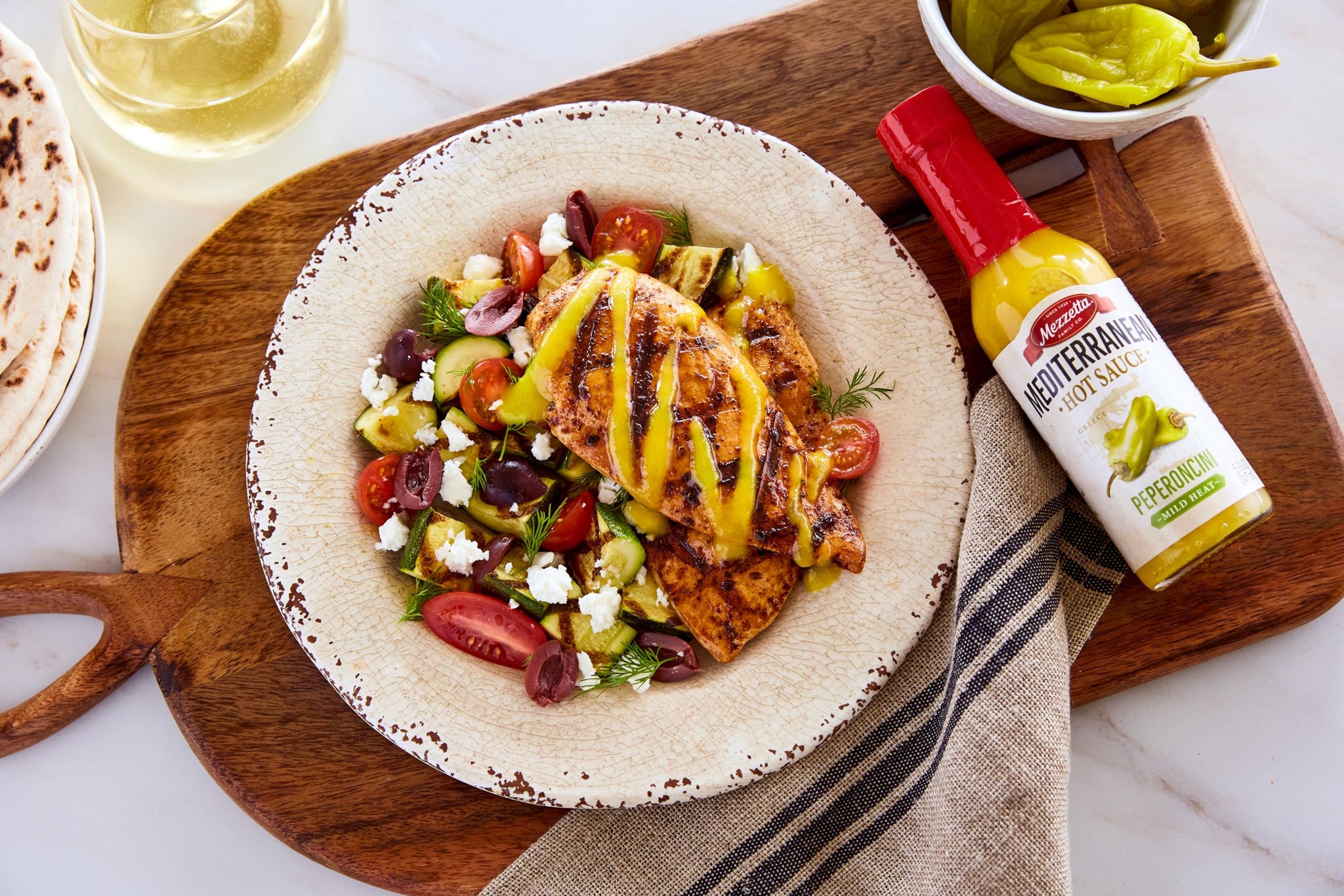 Mezzetta Peperoncini Sauce - Mediterranean Hot Sauce for Chicken, Grilled Veggies, Pizza, Pastas - Medium Heat - Non-GMO & Gluten Free - 5 fl. oz