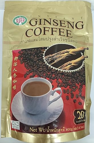 Ginseng coffee brand Super / 3 in 1 coffee/Net weigh 400g/20 sachets in a bag