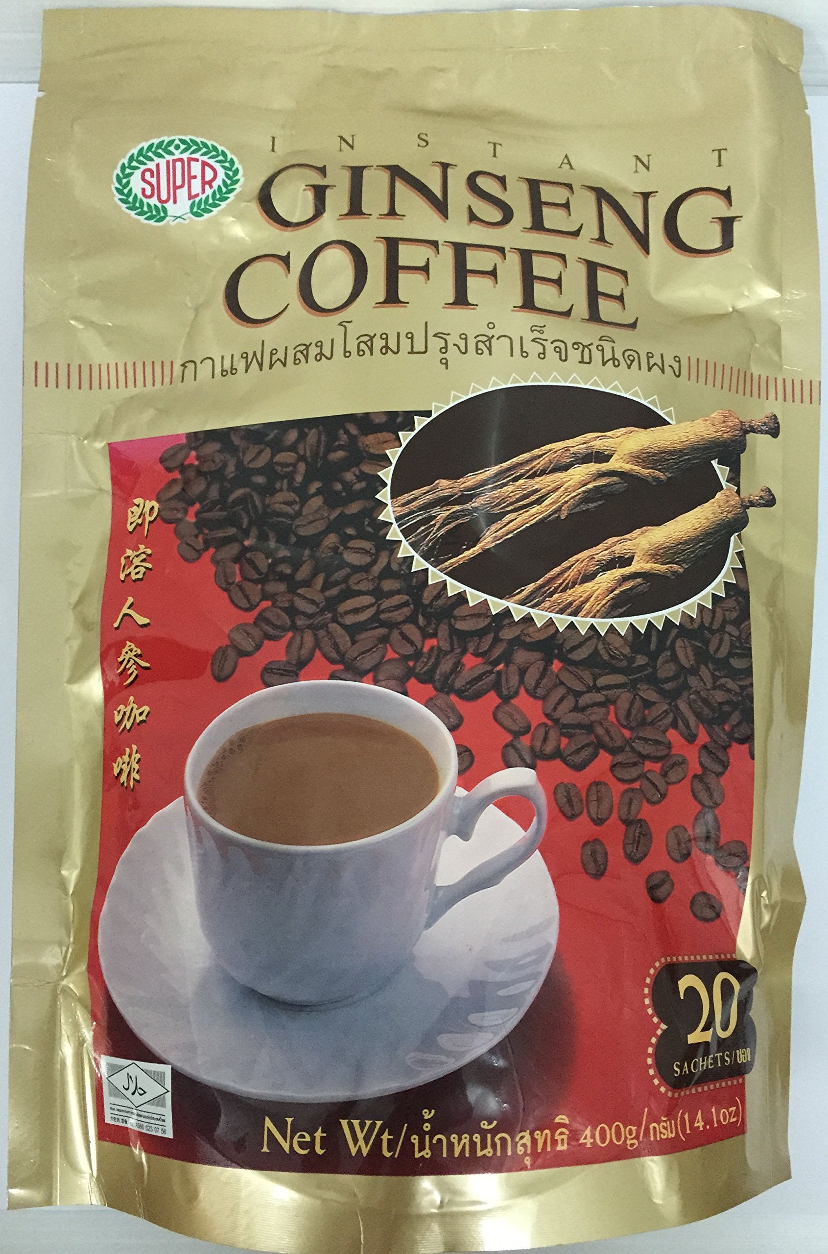Ginseng coffee brand Super / 3 in 1 coffee/Net weigh 400g/20 sachets in a bag