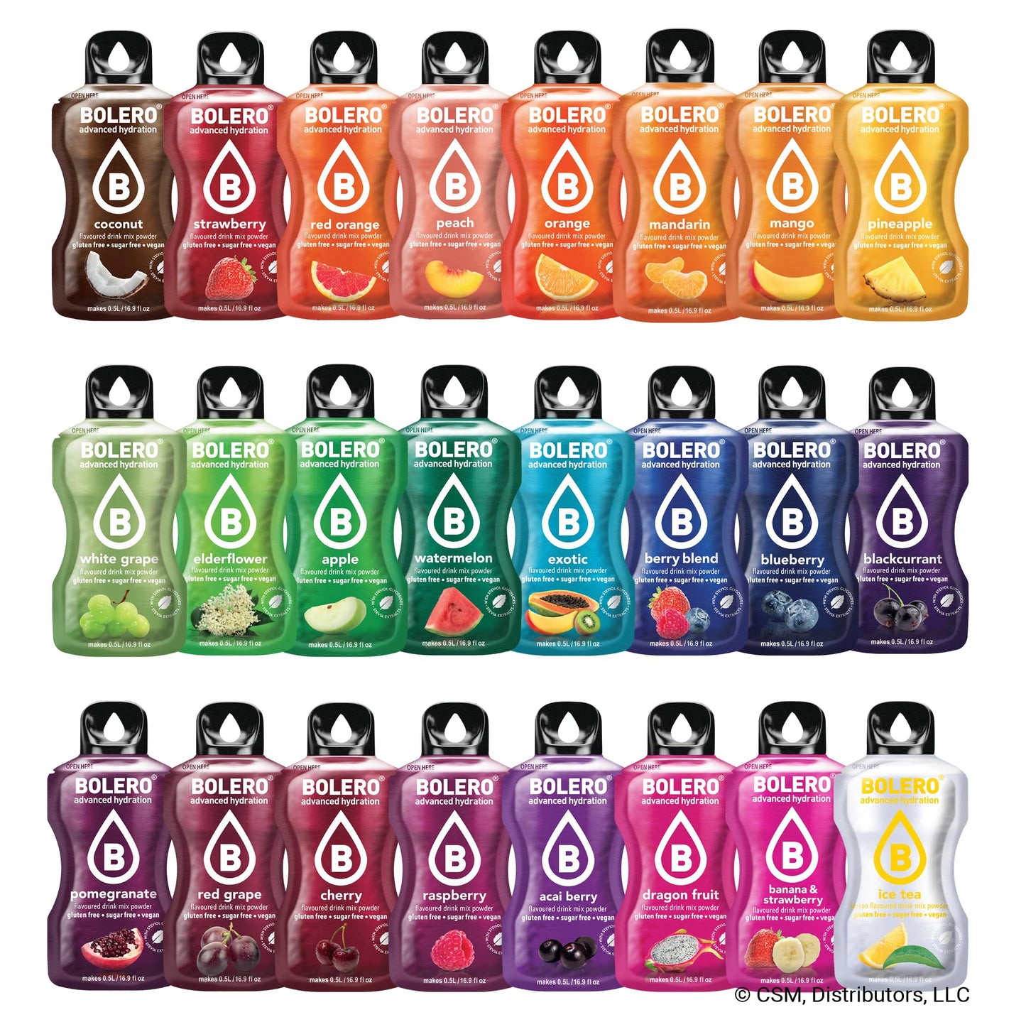 Bolero- Sugar Free Drink Mix Packets Variety Fruit Flavors | Powdered Flavored Water Packets | 96 Singles On The Go Packets