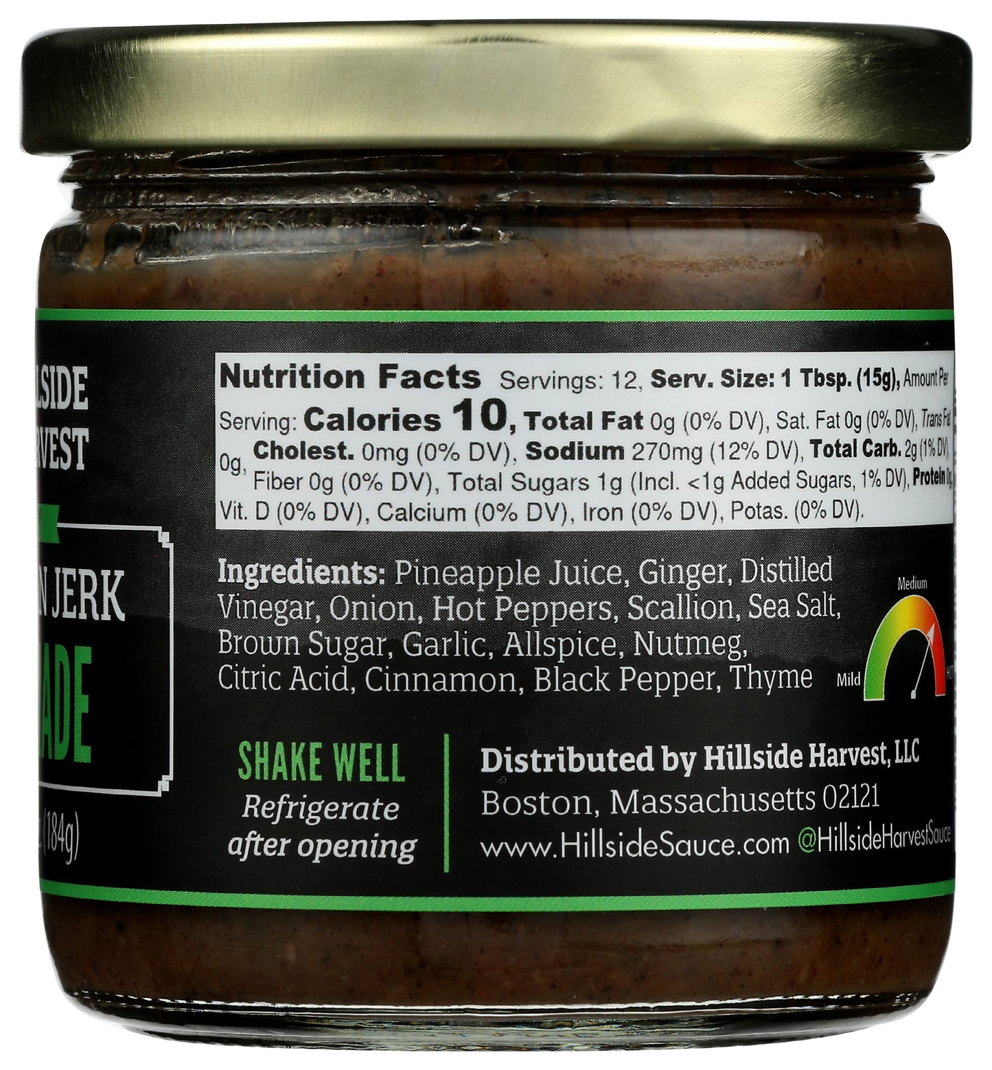 Hillside Harvest - Jamaican Jerk Marinade, SPICY, Gourmet, Handcrafted, Spice and Sweet Citrus, Hot Heat Level, 6.5 oz. Jar (Pack of 1)
