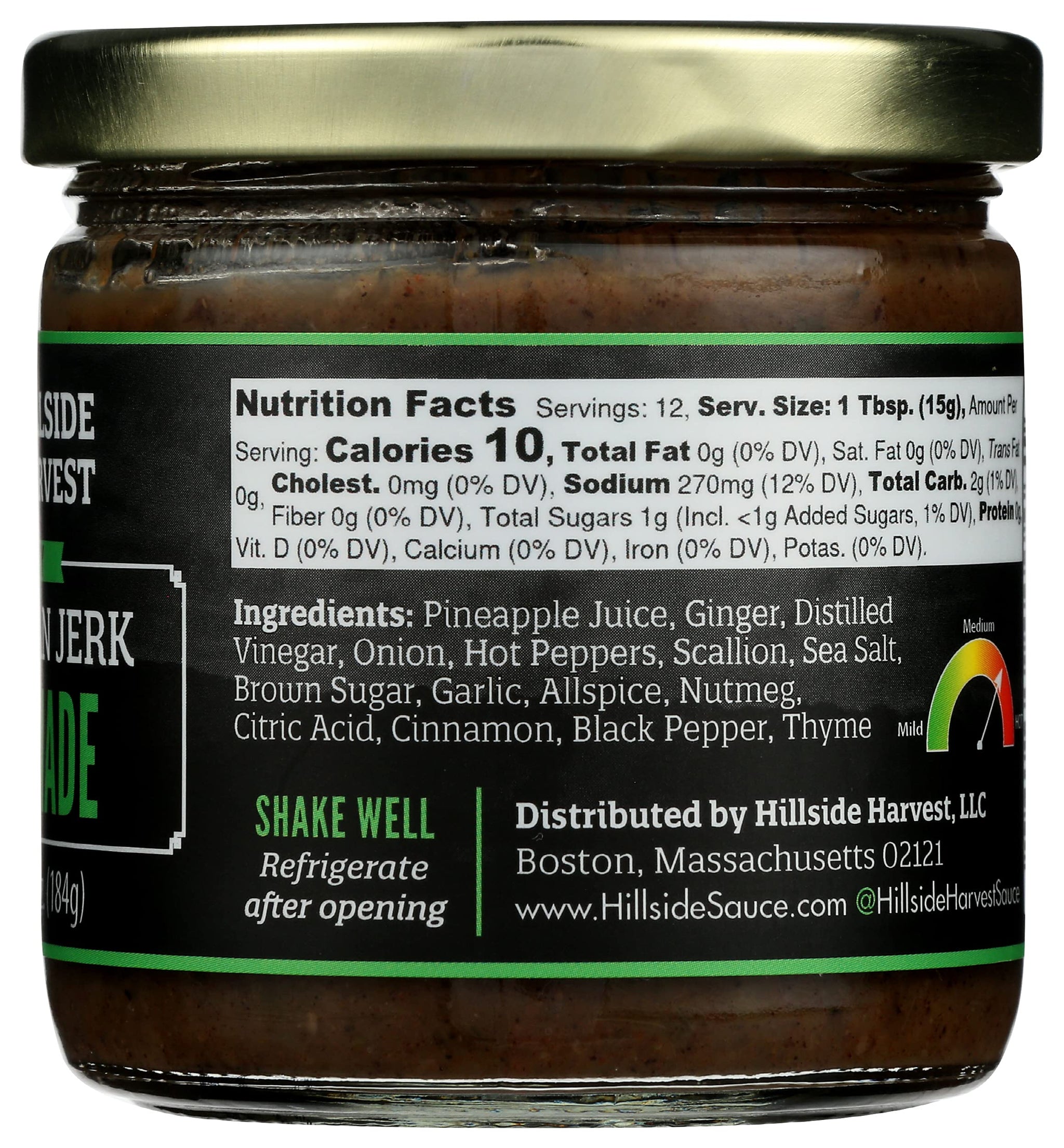 Hillside Harvest - Jamaican Jerk Marinade, SPICY, Gourmet, Handcrafted, Spice and Sweet Citrus, Hot Heat Level, 6.5 oz. Jar (Pack of 1)