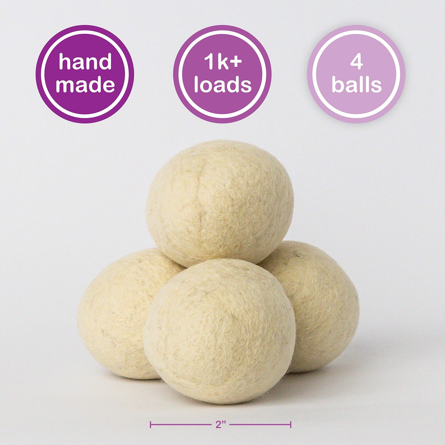 Organic Chix All Natural Unscented Dryer Balls - 100% Pure Wool, Reusable & Natural Alternative to Fabric Softener & Dryer Sheets - Handmade in USA