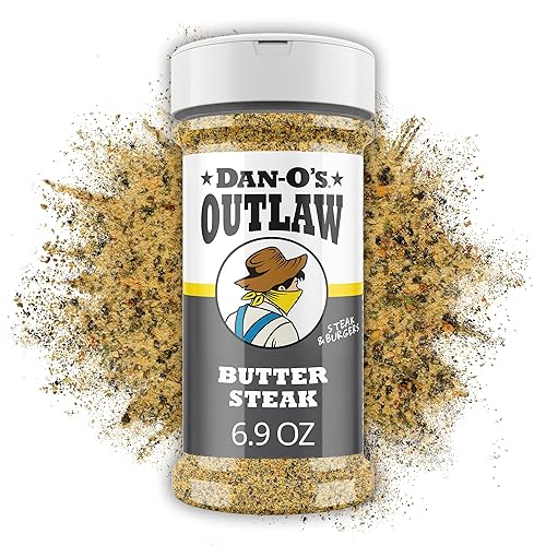 Dan-O’s Outlaw Butter Steak Seasoning - 6.9 oz - Buttery Steak & All Purpose Seasoning for Beef, Chicken & Veggies - Sugar Free, Zero Calorie, Dry Rub