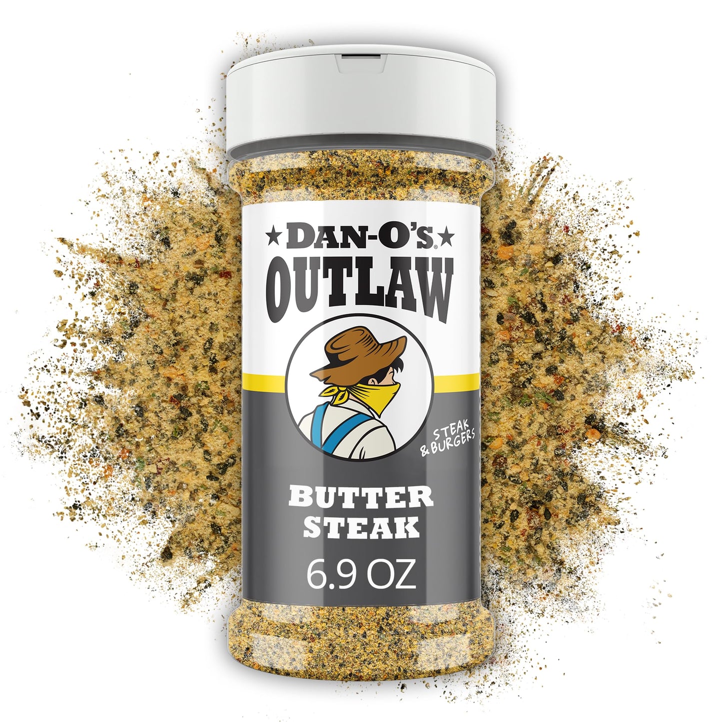 Dan-O’s Outlaw Butter Steak Seasoning - 6.9 oz - Buttery Steak & All Purpose Seasoning for Beef, Chicken & Veggies - Sugar Free, Zero Calorie, Dry Rub