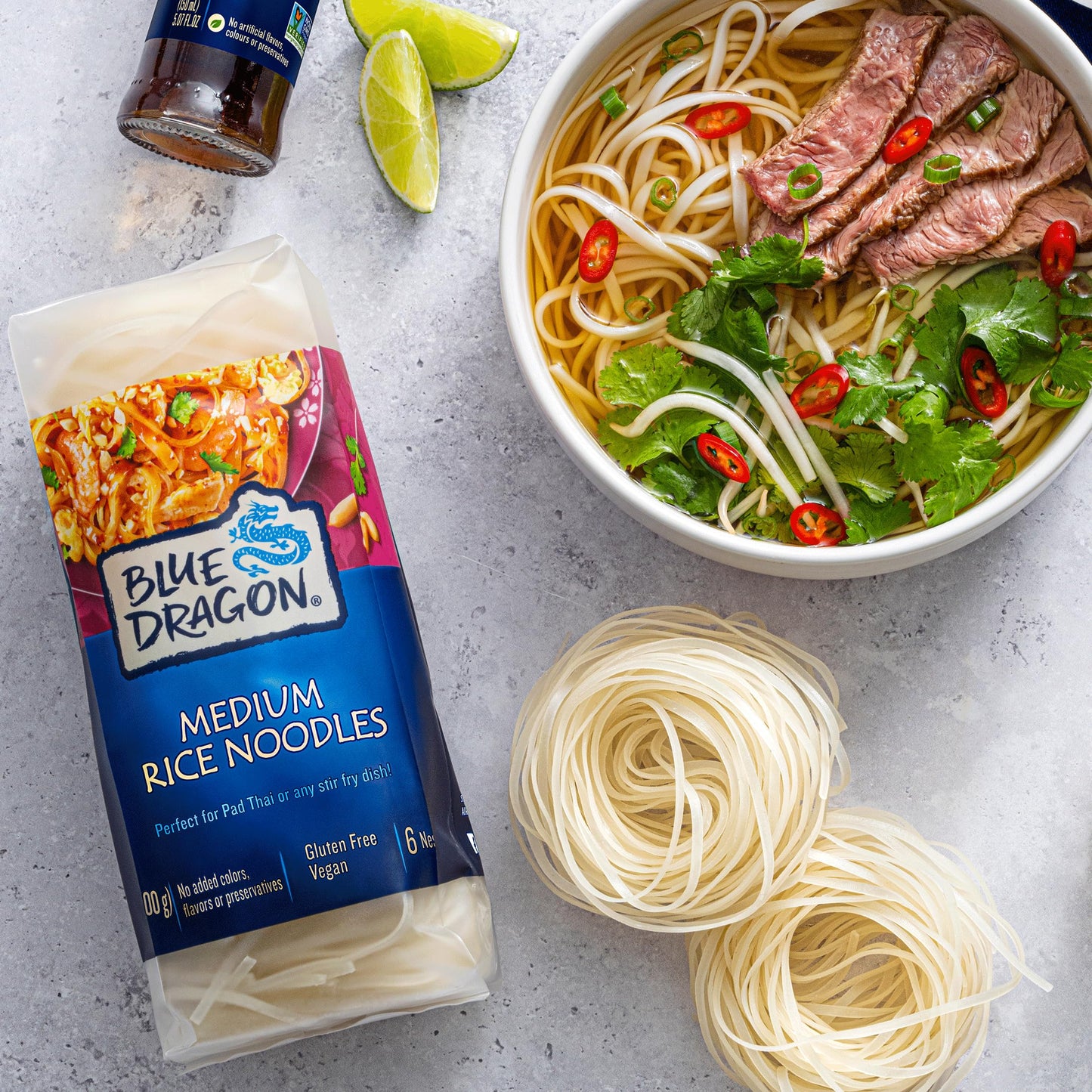 Blue Dragon Medium Rice Noodles - 10.5oz (Pack of 1) - Noodle Nests Made from Rice Flour & Water - Quick & Versatile Base for Asian Stir-Fries, Pad