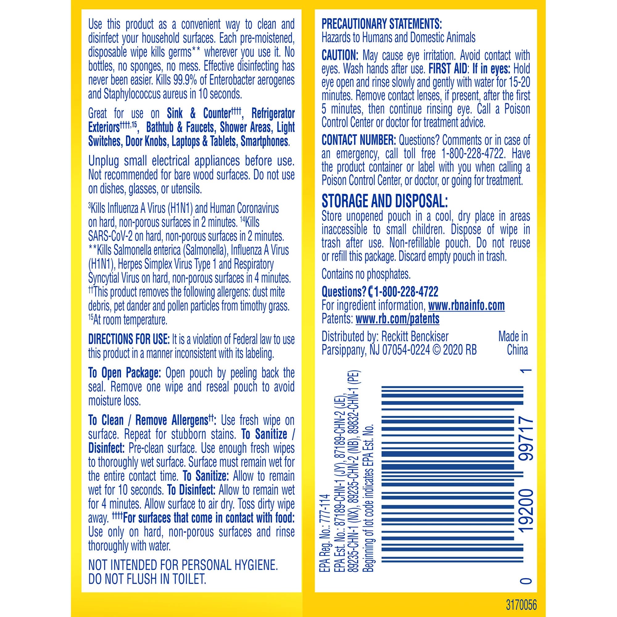 Lysol Disinfecting Wipes To-Go Pack, Lemon Scent, 15 Count (Pack of 6)