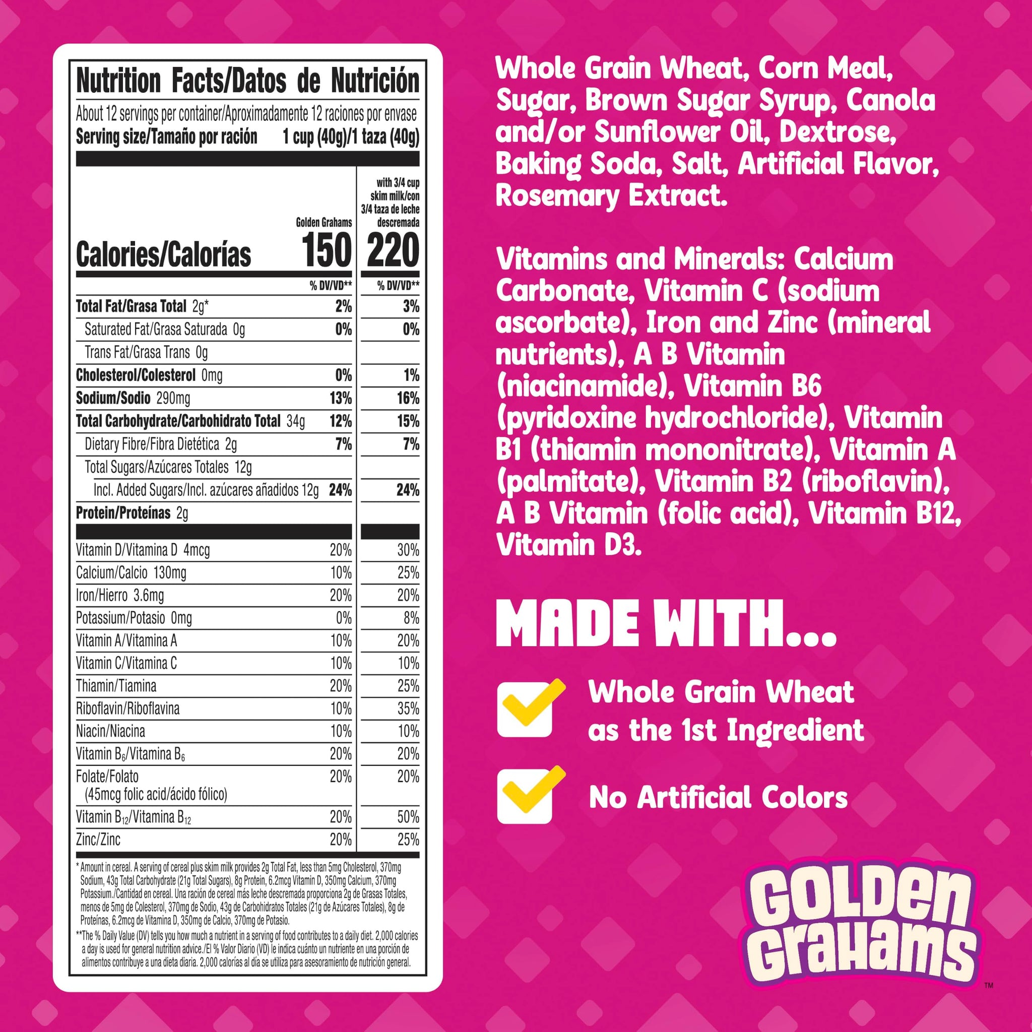 Golden Grahams Breakfast Cereal, Graham Cracker Taste, Made with Whole Grain, Large Size, 16.7 oz