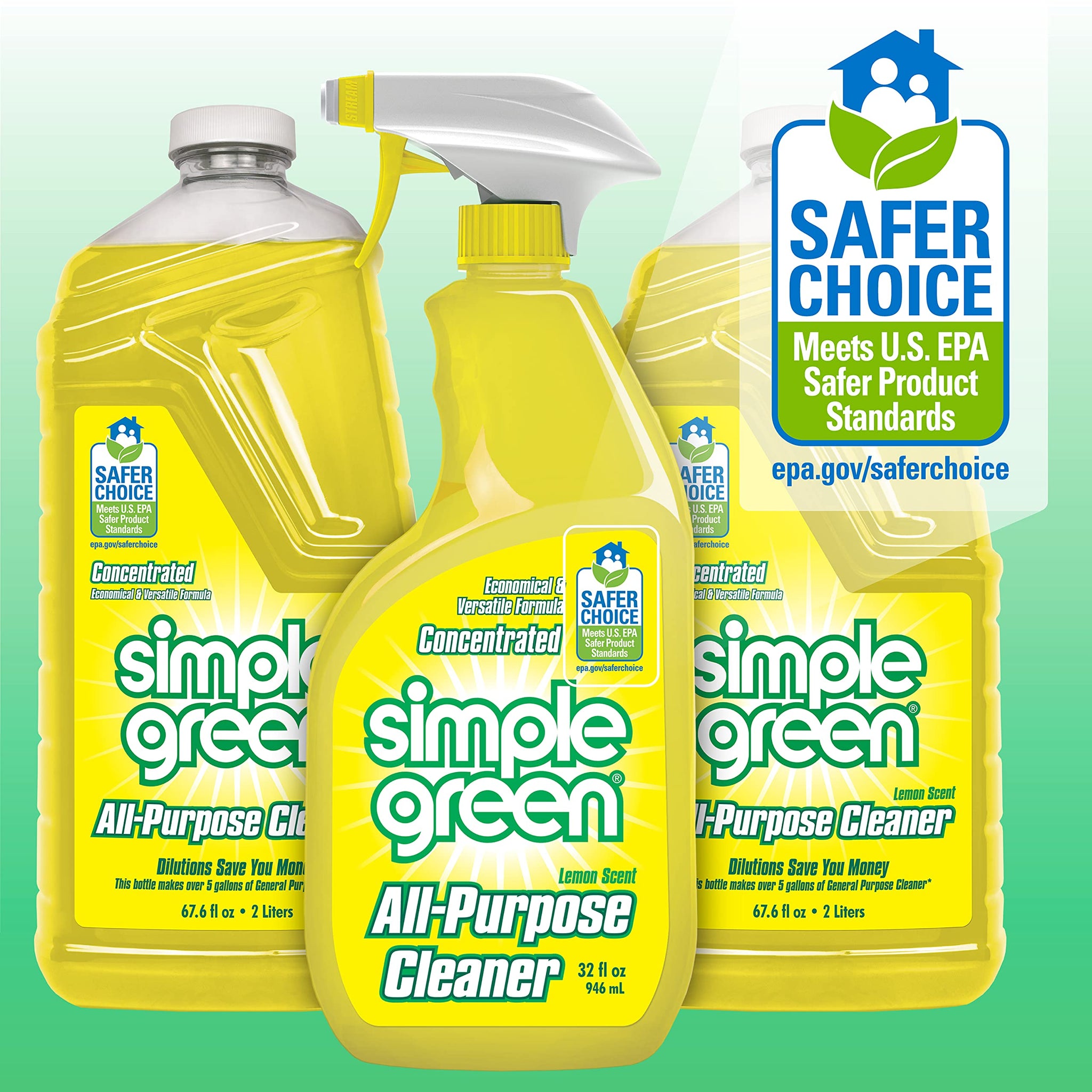 Simple Green All Purpose Cleaner Spray and Refill, Green, 3 Piece Set, 1 Count (Lemon)