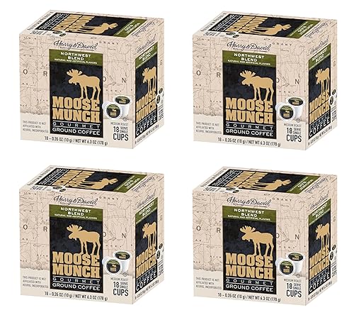 Moose Munch Single Serve Coffee (4/18 Count Boxes, Northwest Blend)