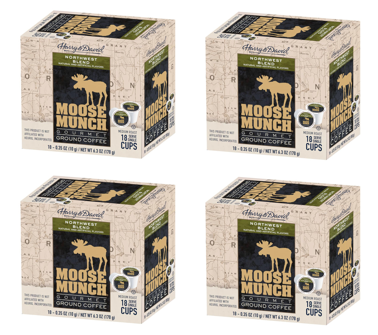 Moose Munch Single Serve Coffee (4/18 Count Boxes, Northwest Blend)