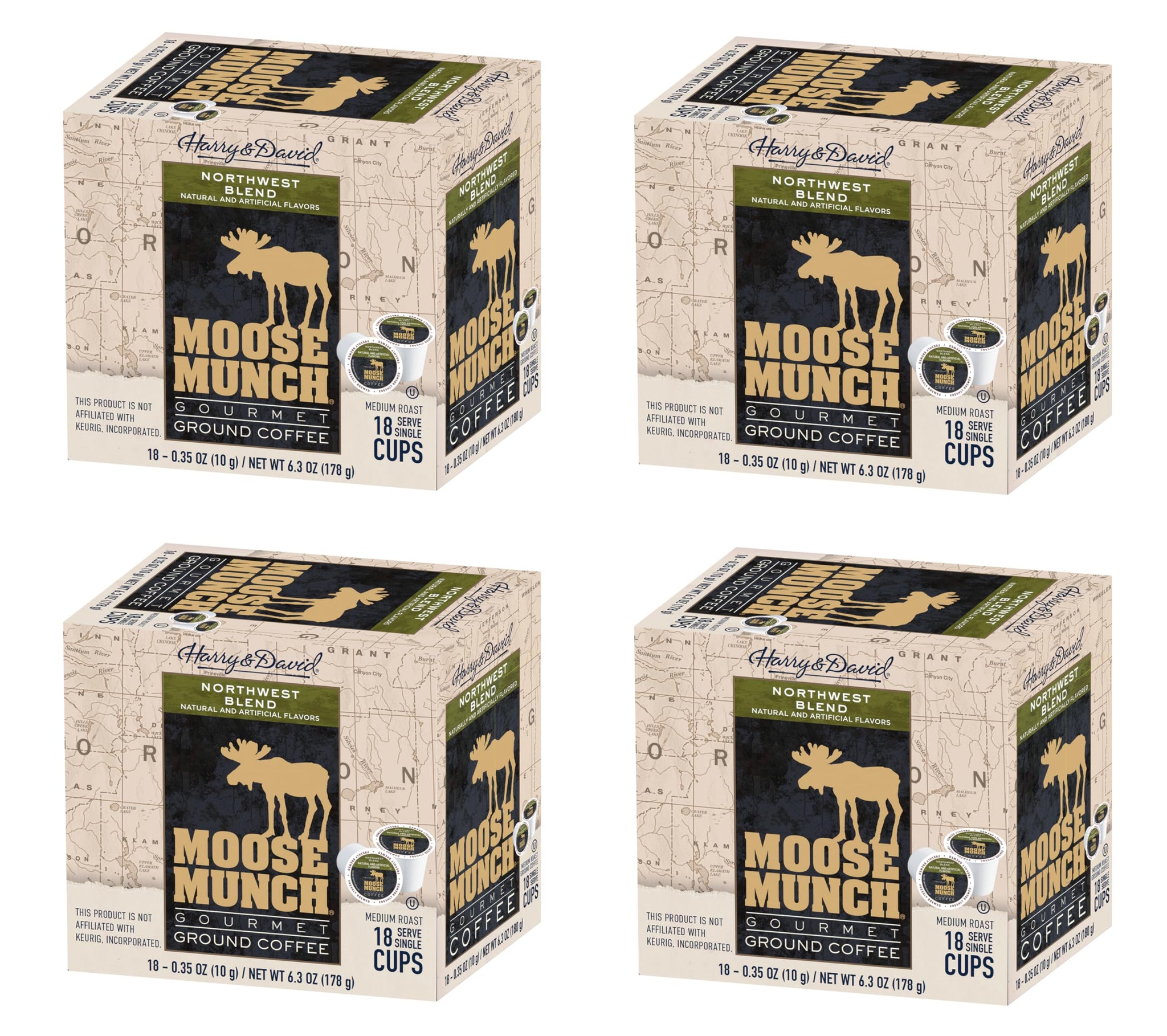 Moose Munch Single Serve Coffee (4/18 Count Boxes, Northwest Blend)