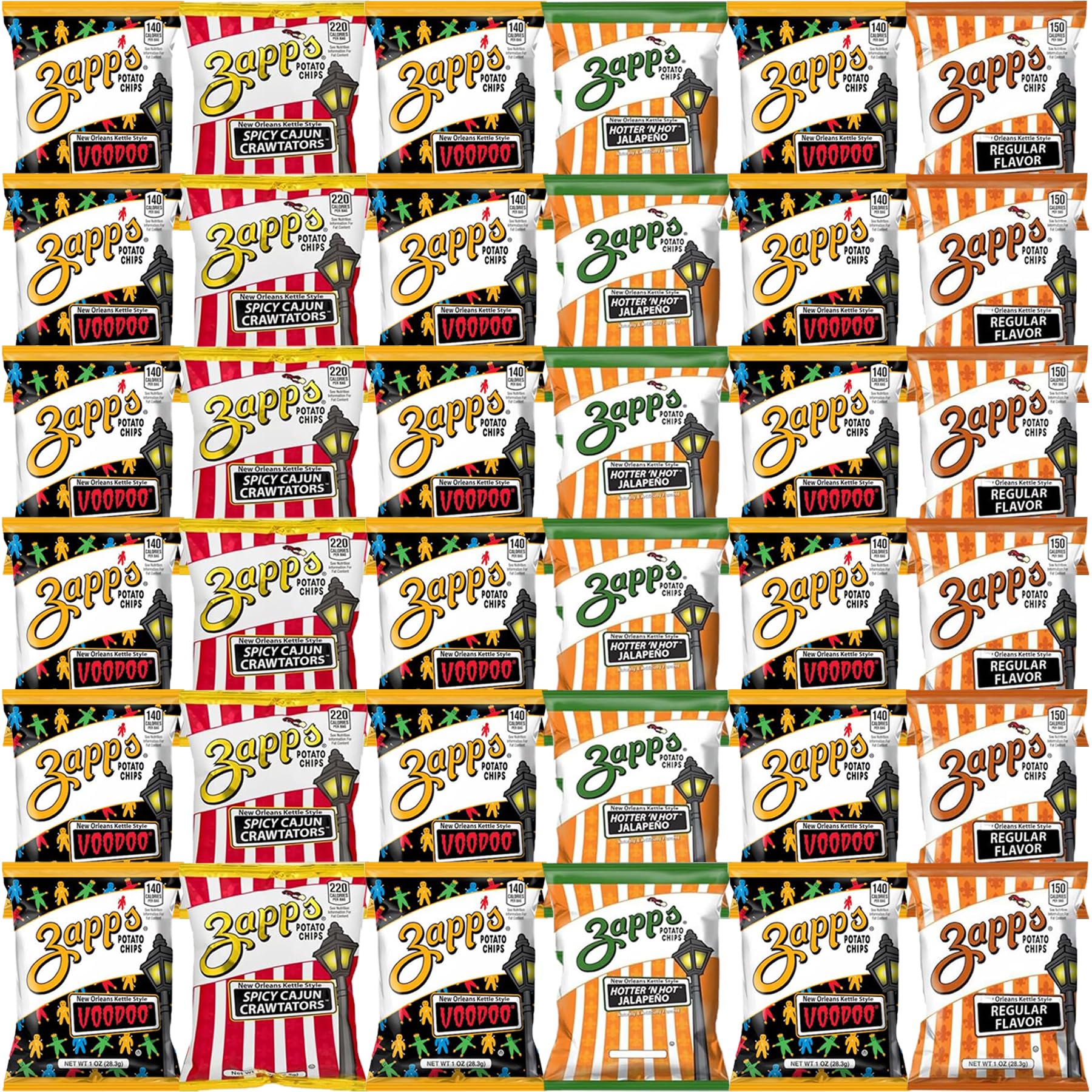 Zapp's Potato Chips Variety Pack - Kettle Cooked Bulk Assortment - Gluten Free - Sampler Bulk Care Package Gift Box (36 Count)