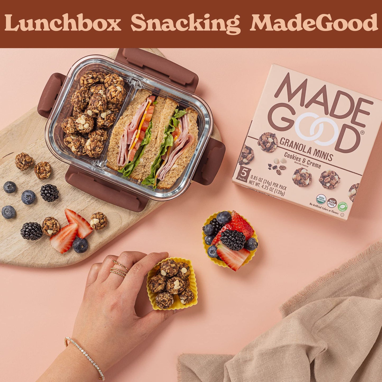 MadeGood Cookies and Creme Granola Minis 28 Count- gluten-free, Vegan, Allergy-Friendly, Organic, Non-GMO Oat Snacks