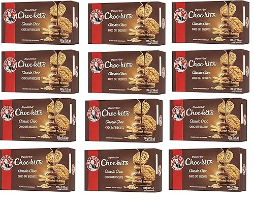 Baker's Choc-kits Crunchy Oat Biscuits/Cookie | Chocolate | Pack of 12 | Case | 32-40 Cookies per Box | Kosher | Halal | Real Chocolate | Finest