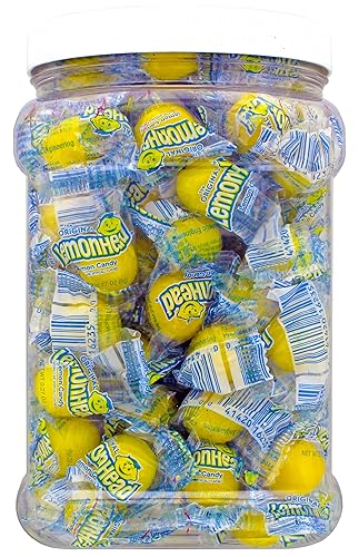 Bulk Candy 2.5LB - Individually Wrapped Lemon Candies in 64 FL OZ Gift Ready Reusable Square Grip Jar