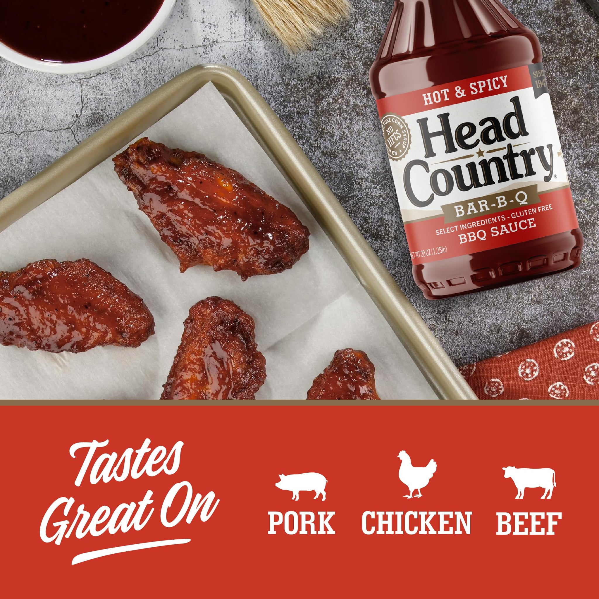 Head Country Hot & Spicy BBQ Sauce | 20 Ounce Bottle | Barbecue Sauce