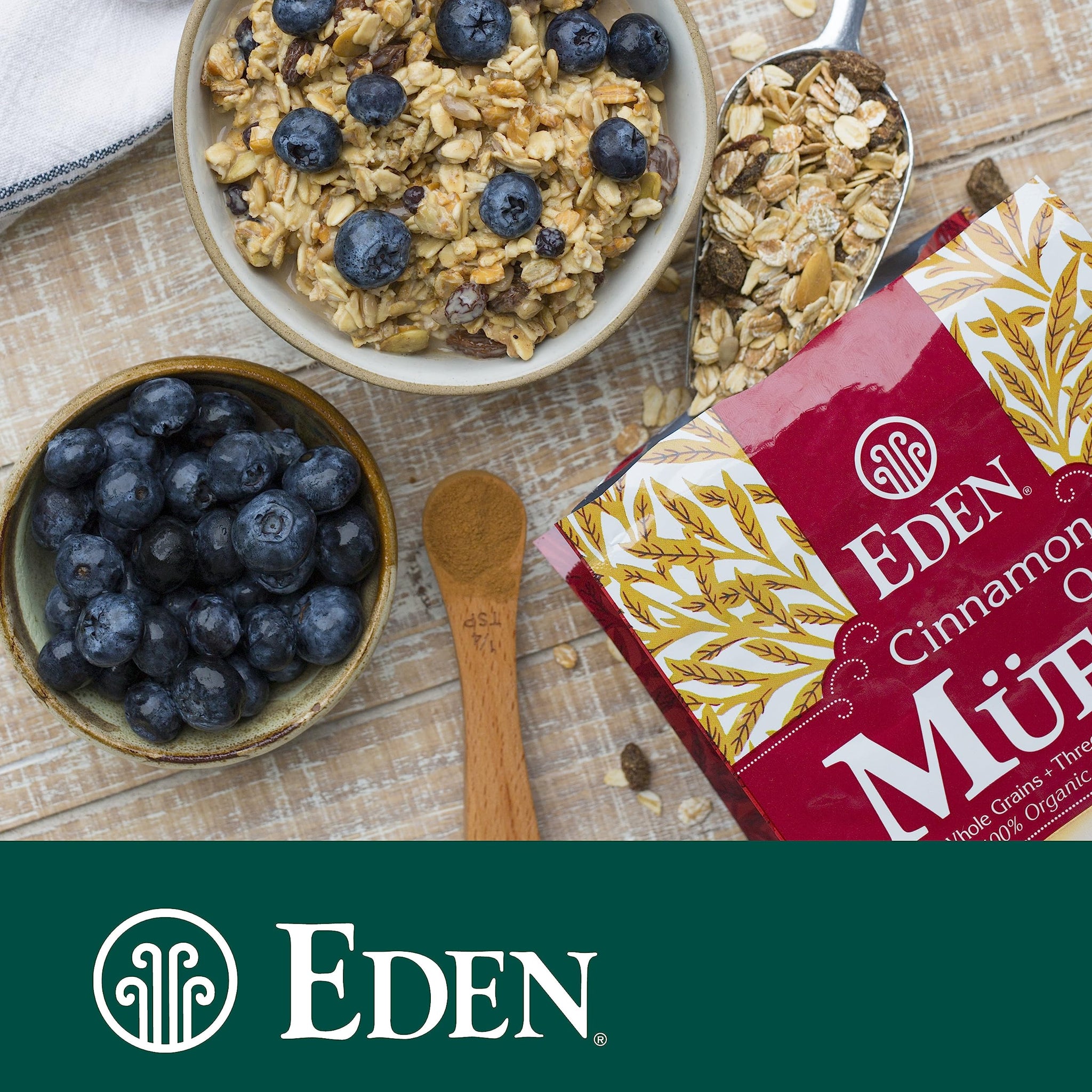 Eden Organic Cinnamon Muesli, No Added Sugars, Oat, Rye, Wheat, and Spelt Flakes, Raisins, Cranberries, Wild Blueberries, Pumpkin and Sunflower Seeds
