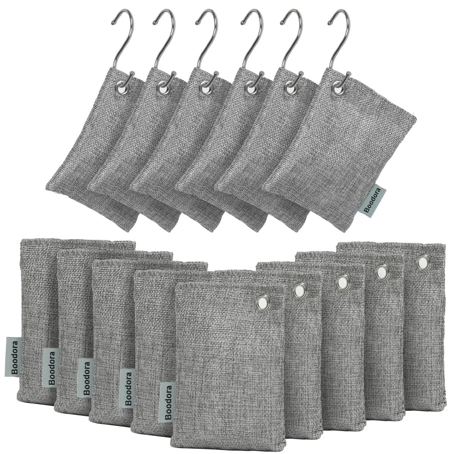 Boodora Activated Charcoal Bags Air Purifying 15 Pack, Bamboo Charcoal Odor Absorber for Home Closet Car Shoes, 70g Gray, Natural Odor Neutralizer