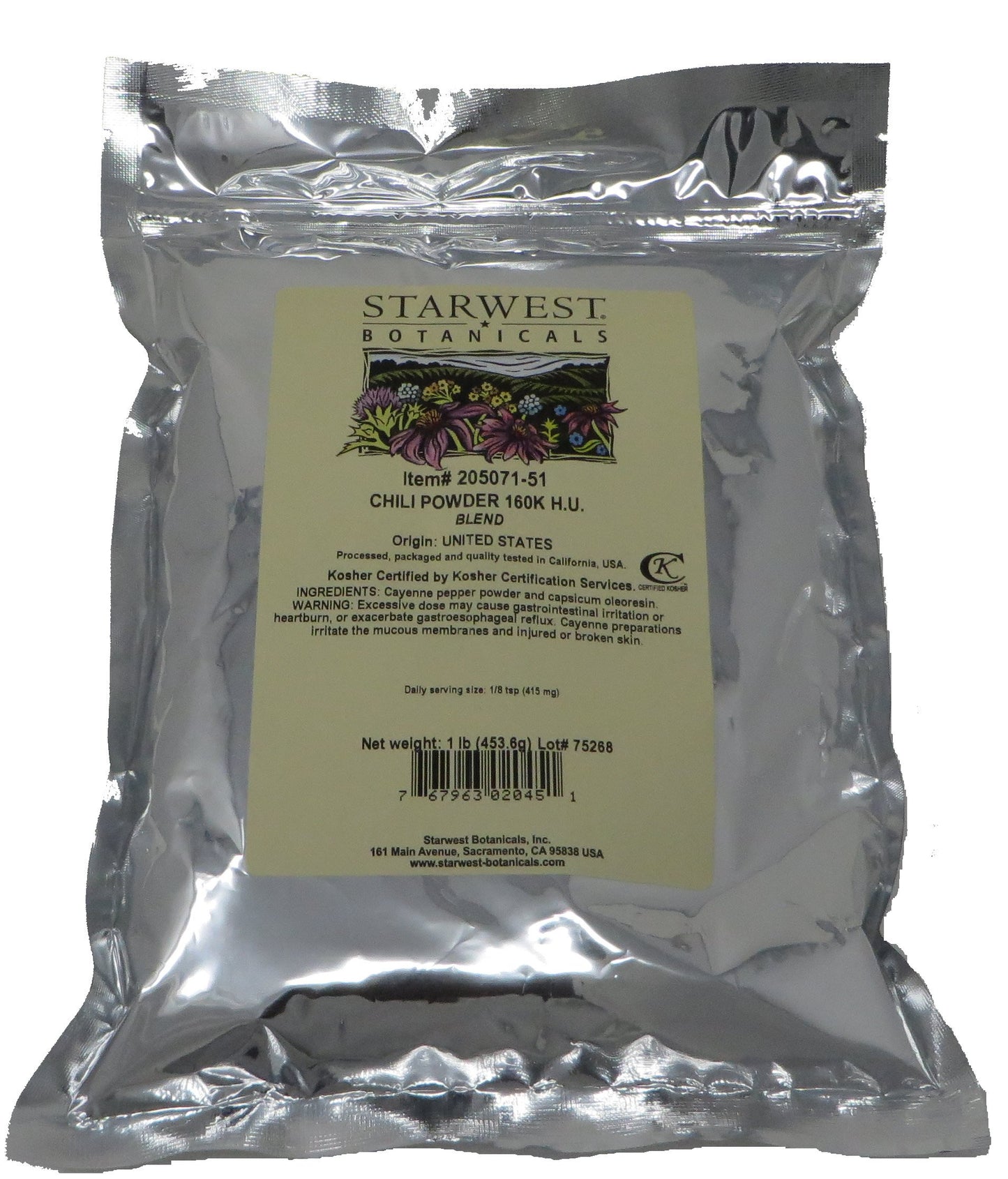 Starwest Botanicals Chili Pepper Powder 160K H.U. 1 Pound