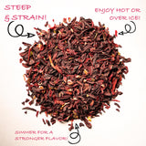 Worldwide Botanicals Organic Hibiscus Tea - 8 oz, Loose Leaf, Cut and Sifted - 100% Egyptian Hibiscus sabdariffa AKA Karkade, Roselle, Sorrel, Zobo