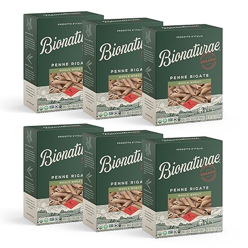 Bionaturae Penne Rigate Pasta Noodles - Whole Wheat Pasta, Kosher Certified, High Protein, Non-GMO Verified, USDA Certified, Whole Wheat Penne, Penne
