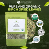 Biokoma Organic Birch Leaf Tea Loose Dried Leaves 50g 1.76oz - Detox Support Digestion Immunity Herbal Tea - USDA Organic - Resealable Moisture Proof