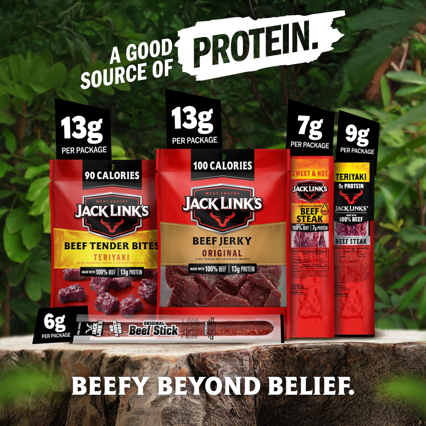 Jack Link's Beef Jerky Variety Pack Gift Basket - 15 Pack - Assorted Jerky, Steaks, and Meat Sticks - Ready to Eat Protein Snacks - Made with 100%