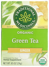 Traditional Medicinals Organic Green Tea Ginger Herbal Tea, Promotes Healthy Digestion, (Pack of 1) - 16 Tea Bags